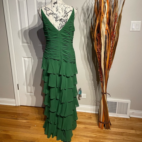 Fiji Silk Layer Draped Mermaid Fish Spaghetti Strap Formal Evening Prom Fit Flar - Picture 4 of 8